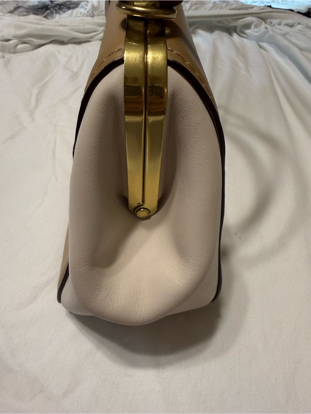 Coach Frame Colorblock Leather Crossbody Bag - Peach & White - Picture 8 of 12